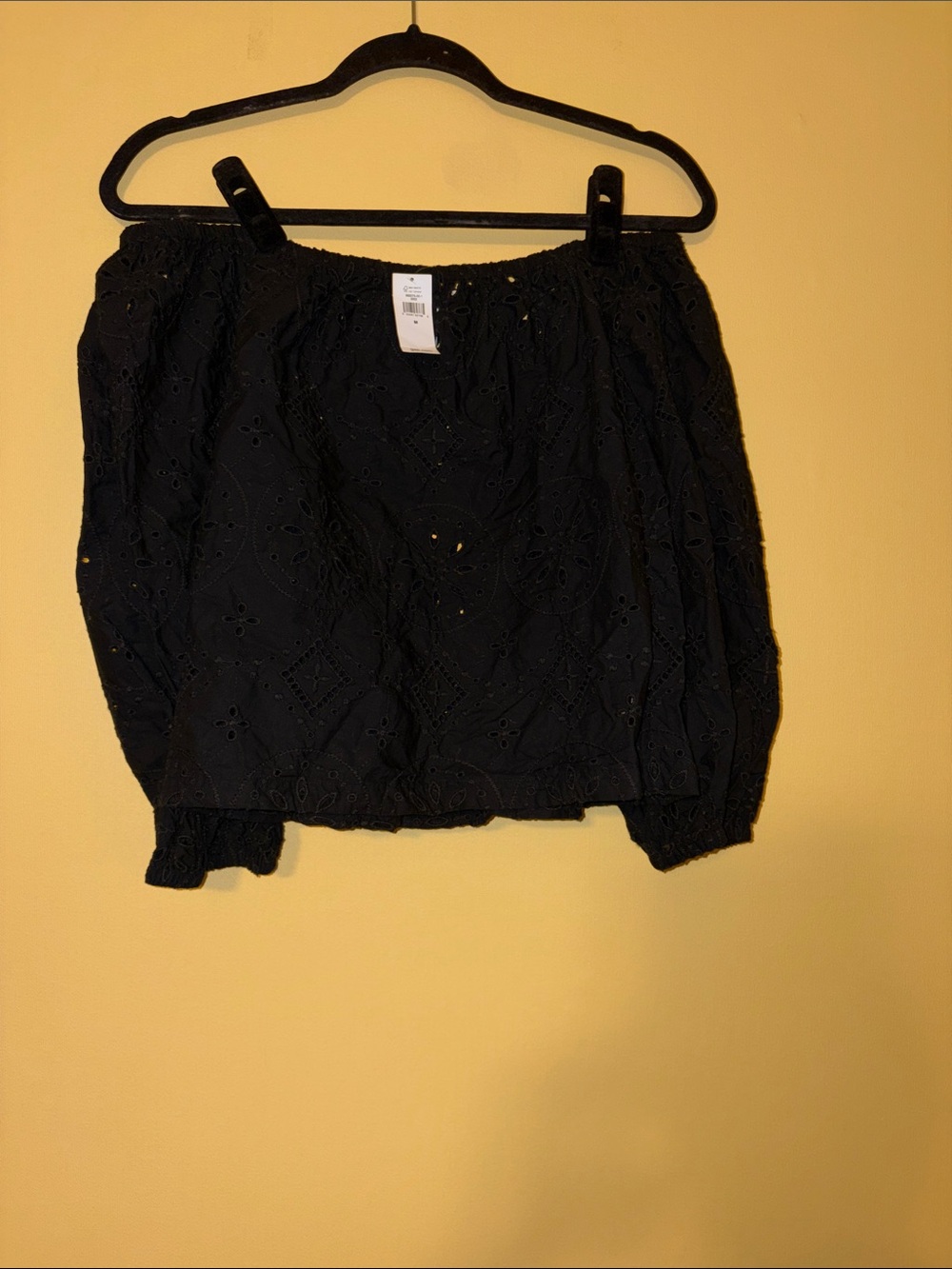 GAP Black Eyelet Cropped Off The Shoulder Top